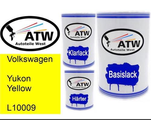 Volkswagen, Yukon Yellow, L10009: 500ml Lackdose + 500ml Klarlack + 250ml Härter - Set, von ATW Autoteile West.